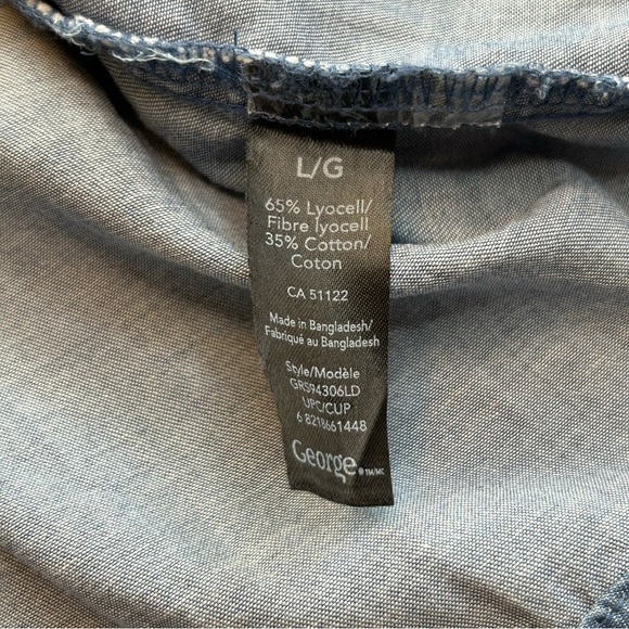 George Cotton Blend Chambray Dress Sz L EUC - Picture 6 of 7